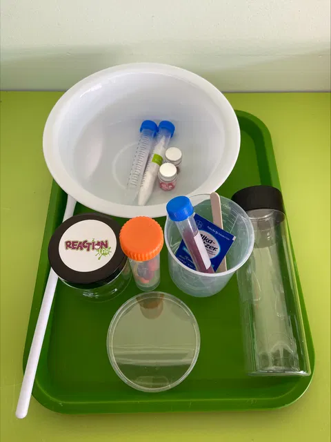 Experiment tray with science supplies