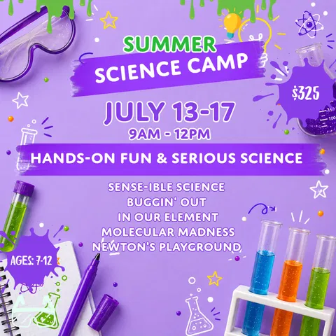 Bugs to Brains camp graphic with five themed days